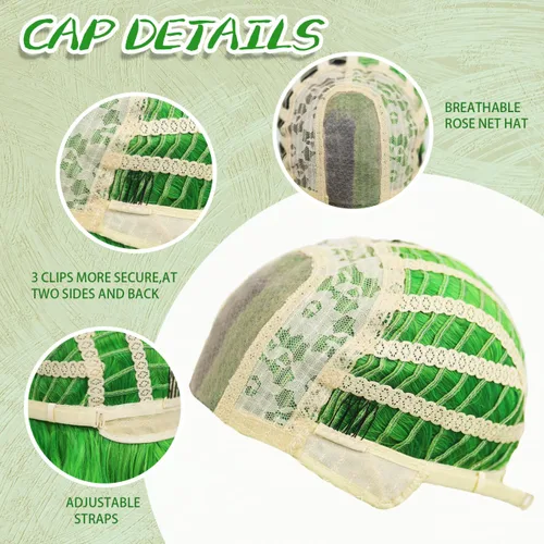 Miniatura 7 de Pelucas sintéticas de encaje frontal verde y negro, pelucas sintéticas de onda larga para mujer, 26 pulgadas (3/4 verde y 1/4 negro)