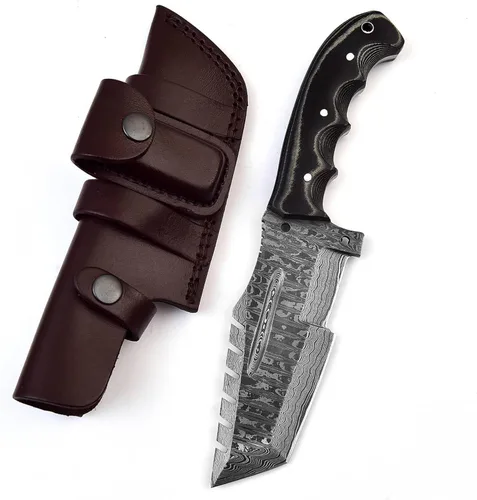 Miniatura 10 de Poshland Cuchillo Karambit de acero de Damasco hecho a mano de 9.5 pulgadas, hoja fija de espiga completa Cuchillo afilado para exteriores