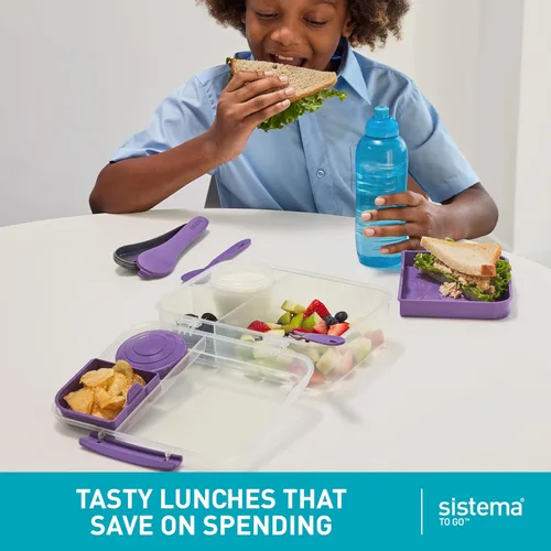 Miniatura 6 de Sistema TO GO Bento Box Create - Loncheras escolares de 1.48 L con compartimentos y recipiente para snacks sin BPA, 2 unidades, color verde menta