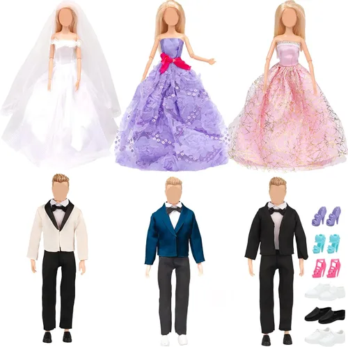 Miniatura 8 de SOTOGO 11 piezas de ropa de muñeca y accesorios para muñecas de 11.5 pulgadas, juego para dormir bien incluye 6 juegos de pijamas hechos a mano