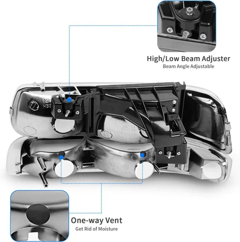 Miniatura 3 de DWVO Conjunto de faros delanteros y luces traseras compatibles con Chevy Silverado 1500/01-02 1999 2000 2000 2001 2002 Chevy Silverado 1500HD 2500HD