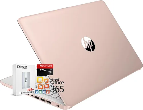 HP Portátil delgado y ligero HD de 14 pulgadas, procesador Intel N150 (supera N4120), 8 GB de RAM, 256 GB de almacenamiento (128 GB UFC + 128 GB