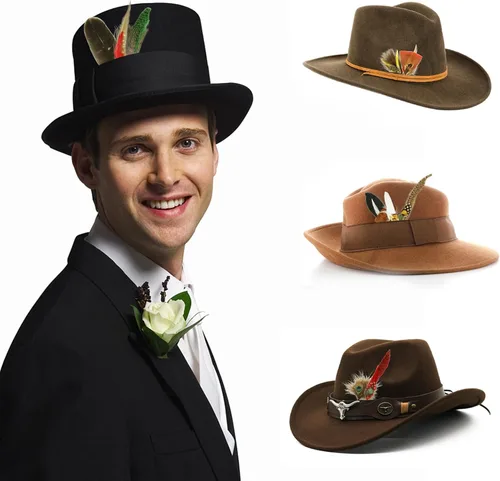 Miniatura 3 de 10 piezas de plumas para sombreros para manualidades, plumas naturales para sombreros, plumas de sombrero de vaquero de colores para hombres