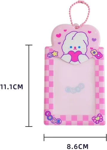 Miniatura 5 de Paquete de 4 soportes para tarjetas fotográficas de conejo Kpop Y2K, funda para fotos de dibujos animados, tarjeta de crédito, funda protectora
