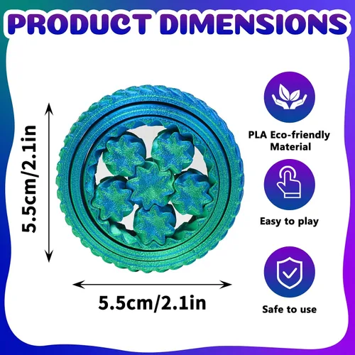 Miniatura 2 de Paquete de 2 juguetes para ansiedad impresos en 3D, anillos sensoriales de color degradado para adultos y niños, juguetes de escritorio silenciosos