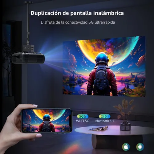 Miniatura 8 de NexiGo Proyector PJ40 (Gen 3) con WiFi y Bluetooth, calibrado D65, nativo 1080P, compatible con 4K, proyector para películas al aire libre