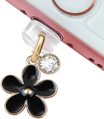 ELISE & FONDA CP109 Puerto de carga USB Anti polvo Plug Little Lily Flower Colgante Teléfono Charm para iPhone 11/XS MAX/XR/X/8 Plus/7/6S/7/SE iPad