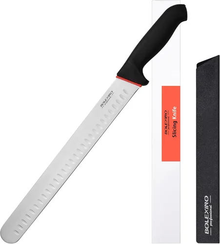 Cuchillo para cortar jamón afilado de 12 pulgadas, ideal para rebanar asados, carnes, frutas y verduras (cuchillo de trinchar de 12 pulgadas)