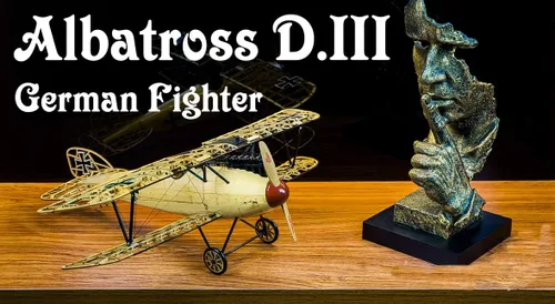 Miniatura 6 de Viloga Rompecabezas de madera 3D de avión de albatros D.III, kit de modelo de biplano de madera de balsa cortado con láser, rompecabezas de madera