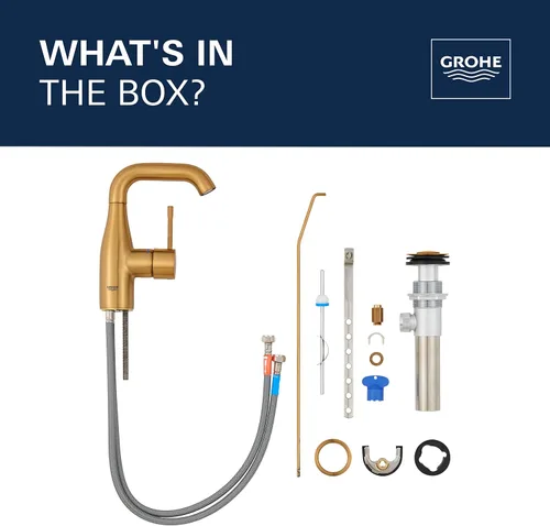 Miniatura 4 de GROHE 23485GNA Essence, grifo de baño de tamaño M de un solo orificio con un solo agujero, 1.2 GPM, amanecer fresco cepillado (oro cepillado)