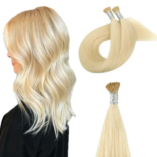 Miniatura 56 de ABH AMAZINGBEAUTY HAIR Extensiones de cabello rizado liso para mujeres negras con punta en I, cabello humano, punta en I, Remy, 50 mechones, punta