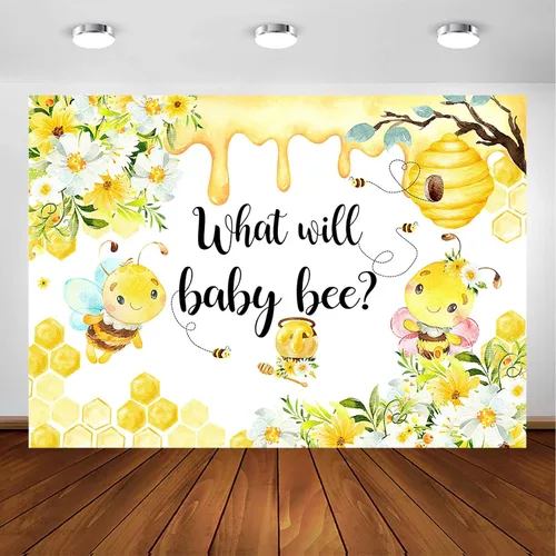 Miniatura 8 de Avezano Fondo de revelación de género de abeja con diseño de girasol What Will Baby Bee Gender Reveal Party Decor Photography Background (7 x 5 pies)