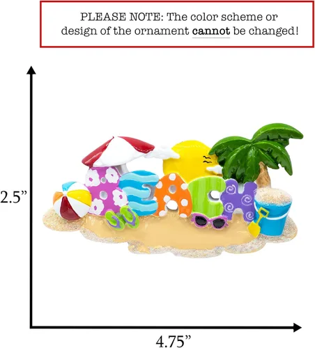 Miniatura 4 de Adorno de Navidad personalizado para la playa 2026, personalización gratuita, vacaciones de verano, vacaciones en la playa, decoración con palmera