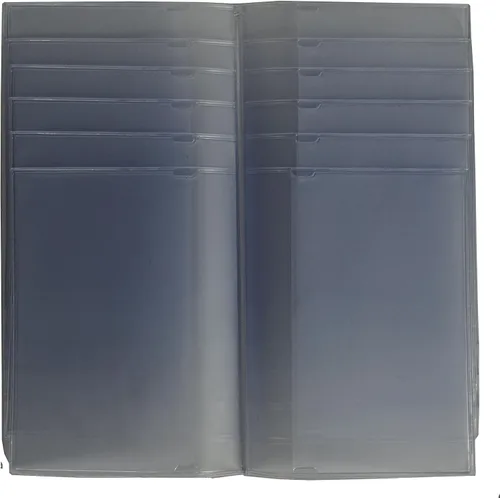 Miniatura 6 de Juego de 2 carteras largas de vinilo de plástico resistente para billetera larga para mujer, 12 páginas, Gris
