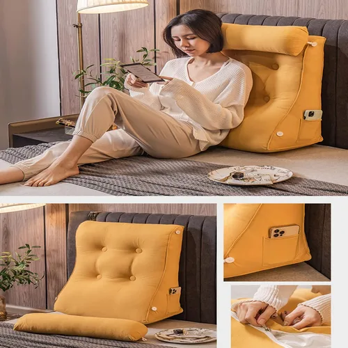Miniatura 2 de Almohada de lectura triangular con cuña para cabecero y reposo de cama, cojín de apoyo para la espalda para leer, jugar, ver la televisión