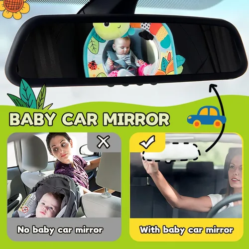 Miniatura 3 de Koty Juguete para asiento de automóvil para bebés, centro de actividades para patear y jugar con espejo, mordedor y papel arrugado, divertido