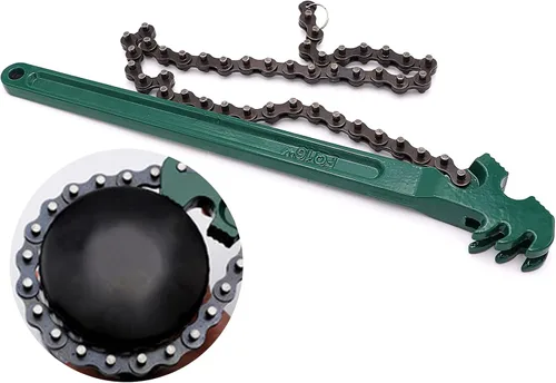 Miniatura 2 de Llave de cadena reversible resistente de 16 pulgadas para filtro de aceite y combustible de 1.5 a 7.5 pulgadas de diámetro