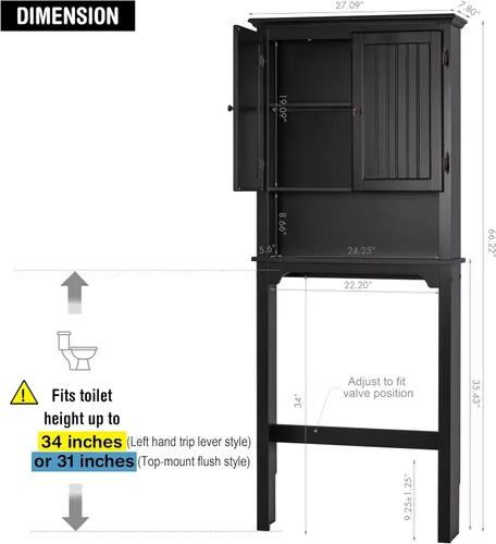 Miniatura 2 de UTEX Organizador de Almacenamiento de Baño Sobre el Inodoro, Organizador de Gabinete de Almacenamiento Sobre el Inodoro con Estantes Ajustables