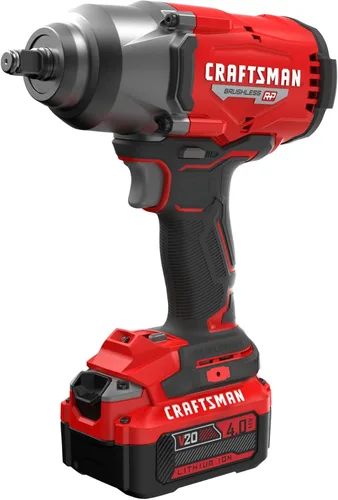 Miniatura 8 de CRAFTSMAN Llave de impacto V20 RP, inalámbrica, sin escobillas, alto par, 1/2 pulgada, batería de 4Ah y cargador incluidos (CMCF940M1)