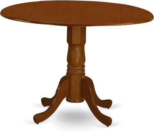 Miniatura 14 de East West Furniture DLT-BLK-T mesa de comedor redonda - con tapa redonda y 2 hojas desplegables y pata de pedestal, 42x29.5 pulgadas, acabado negro