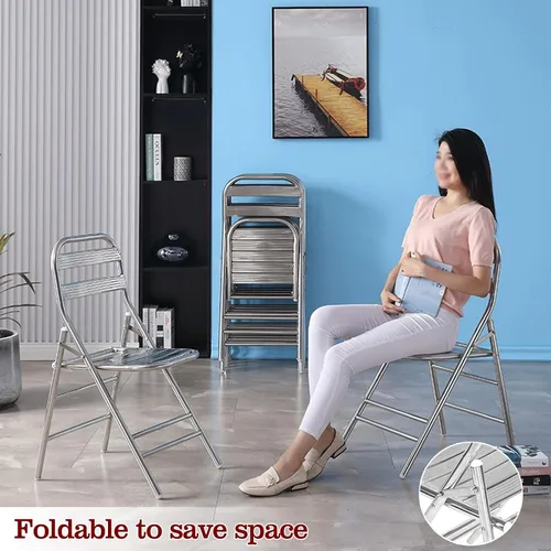 Miniatura 4 de 2 sillas plegables de acero inoxidable 304, sillas de césped plegables, sillas portátiles para adultos, ahorra espacio, para eventos, oficina, boda