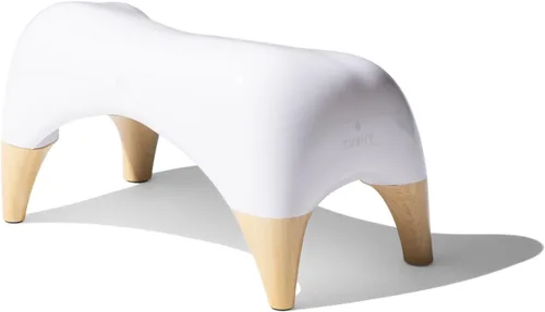 TUSHY Ottoman - Taburete de inodoro original de primera calidad para tu baño, diseño moderno y elegante, 9.5 pulgadas, blanco / bambú, alto blanco