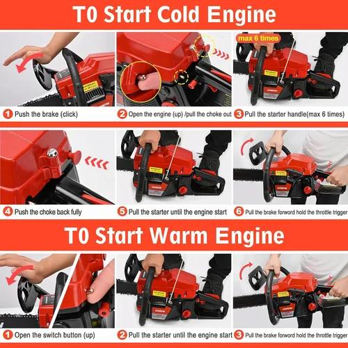 Miniatura 4 de Motosierra de gas de 62 CC, sierra de cadena eléctrica de 20 pulgadas, motosierras de gasolina de 2 ciclos, motosierras de gasolina, herramienta