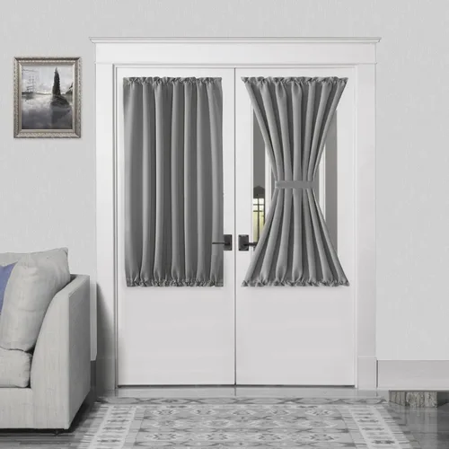 Miniatura 124 de DWCN Cortinas para puerta francesa: cortina térmica con bolsillo para barra para puertas con ventana de vidrio, puertas de cocina y patio