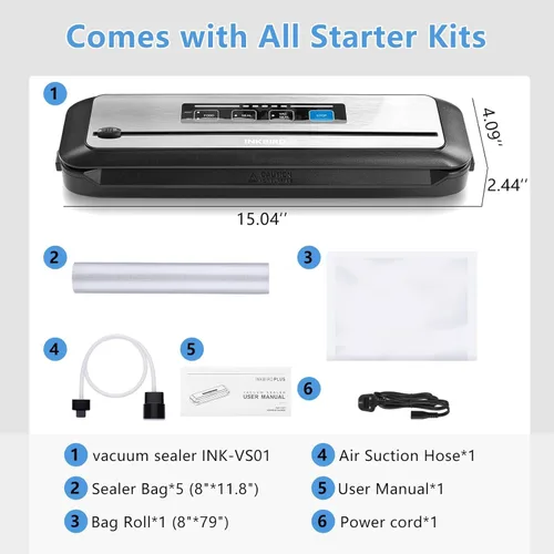 Miniatura 7 de Máquina selladora al vacío Inkbird con kit de iniciación, máquina automática de sellado al vacío PowerVac para conservación de alimentos, modos
