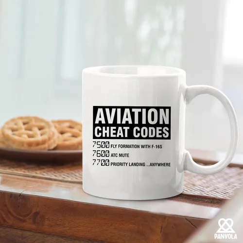 Miniatura 5 de Panvola Aviation Cheat Codes Pilot Airplane Aerospace Student Coffee Taza de cerámica (11 oz)