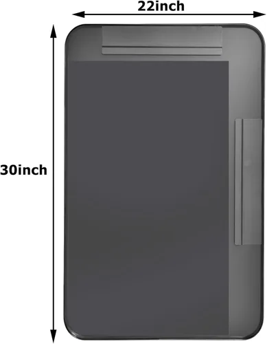 Miniatura 2 de Espejo de baño negro de 30"x22" - Espejo moderno para pared con esquinas redondeadas, espejos de baño para tocador, espejo enmarcado de aleación