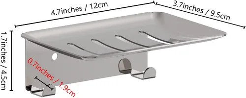 Miniatura 2 de Jabonera para ducha, soporte autoadhesivo para jabón de 4 ranuras para baño, soporte de jabón de ducha montado en la pared con gancho, bandeja