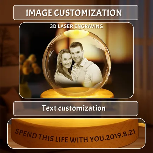 Miniatura 4 de Regalo de foto de cristal 3D personalizada – Imagen personalizada para día del padre, cumpleaños, aniversario – Recuerdo para papá, parejas