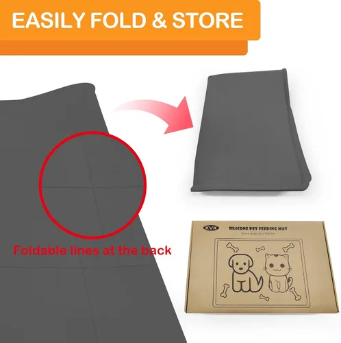 Miniatura 4 de KVK Tapete de agua para perros de 39.4 x 29.5 pulgadas, tapete de silicona para perros para comida y agua, extra grande, tapete de comida para Gris