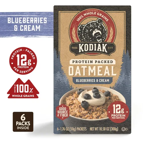 Miniatura 5 de Kodiak - Paquetes de avena instantánea, arándanos y crema, alto en proteínas, 100% granos integrales, 6 cajas con 6 paquetes (36 paquetes)