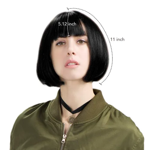 Miniatura 4 de REECHO peluca corta con flequillo, de cabello sintético, para cosplay, para mujeres