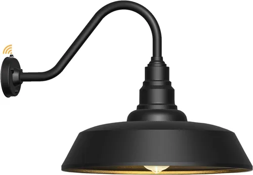 Miniatura 9 de Luz de granero de cuello de cisne de 12" de atardecer a amanecer, lámpara de cuello de cisne de material resistente estilo clásico, perfecta