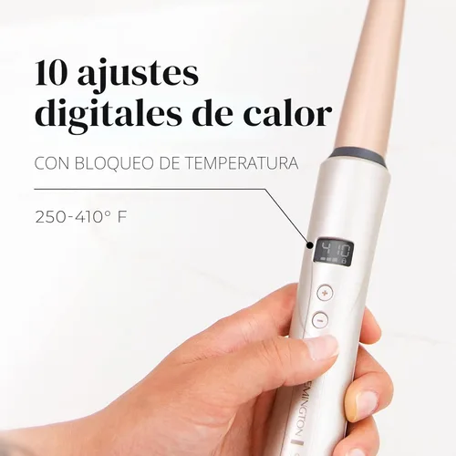 Miniatura 5 de Remington Shine Therapy - Varita rizadora cónica con infusión de aceite de argán y queratina de ½ a 1 pulgada para rizos naturales, incluye guante