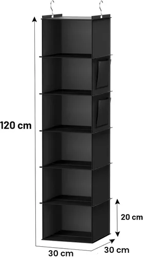 Miniatura 3 de YOUDENOVA Organizadores y almacenamiento colgantes para armario, estantes colgantes de 6 estantes, color negro Almacenamiento