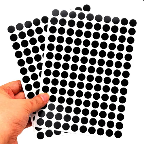 Miniatura 5 de Adhesivos autoadhesivos para agujeros de tornillo, 2 mesas 140 en 1, tapas autoadhesivas para tornillos a prueba de polvo, 0.472 in, color negro