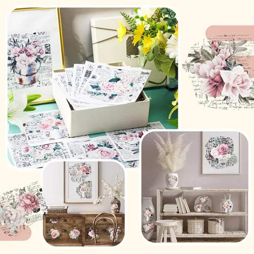 Miniatura 2 de BBTO 12 hojas de transferencias por frotado para manualidades y muebles, calcomanías de transferencia por frotado para madera, papel de bricolaje