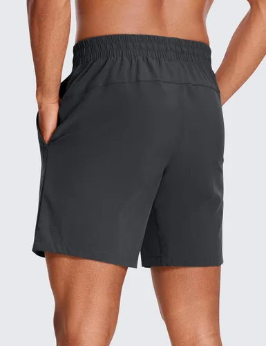 Miniatura 2 de CRZ YOGA Pantalones cortos de correr 2 en 1 para hombre con forro 5, 7 y 9 pulgadas, de secado rápido, pantalones cortos deportivos con bolsillos