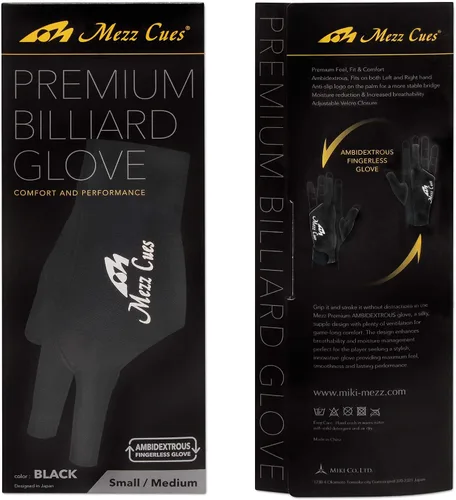 Miniatura 5 de MEZZ Guante de billar premium, se adapta a cualquier mano (Grande/XL, negro)