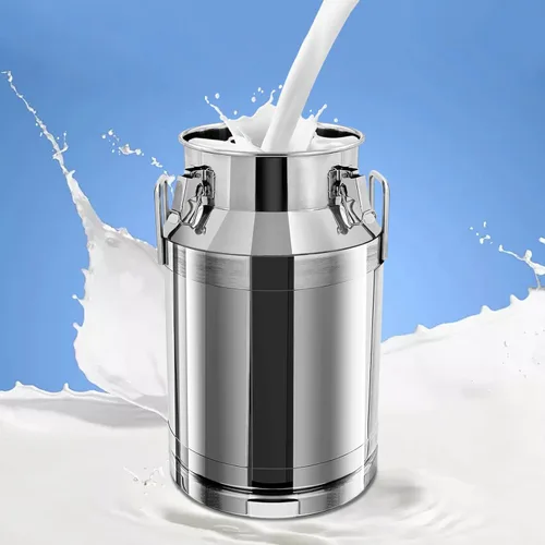 Miniatura 8 de Cubo de leche de acero inoxidable de 40 litros y 10.57 galones, cubo de vino con tapa sellada, resistente (40 l, sin grifo)