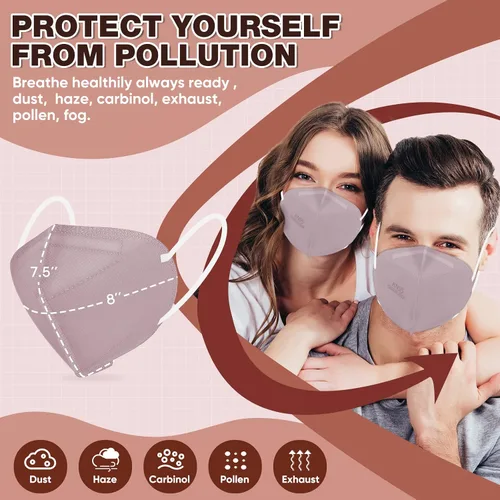 Miniatura 5 de XDX Mascarillas KN95, mascarillas rosas envueltas individualmente para hombres y mujeres, 5 capas transpirables y cómodas, desechables, eficiencia