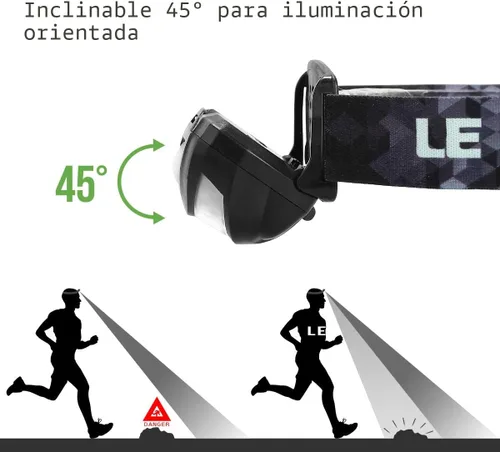 Miniatura 6 de Linterna frontal LED recargable faros delanteros para luces, cable USB incluido, Rojo, 5 modos, 2.85oz, Manos libres para Correr, trotar