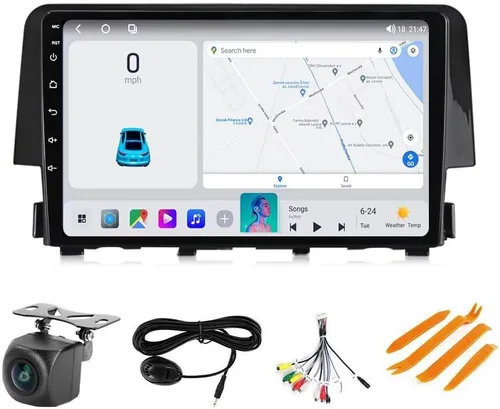Miniatura 12 de Radio estéreo Android para Honda Civic 2016 2017 2018 2019 2020 2021, 8 núcleos inalámbricos con cable para Car-Play Android Auto GPS Navegación