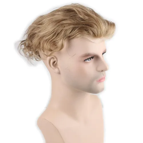 Miniatura 4 de Extensiones para cabello humano para hombres, 10 × 8 pulgadas, sistema de reemplazo de cabello de piel fina, monofilamento, base nº 2 (#21)