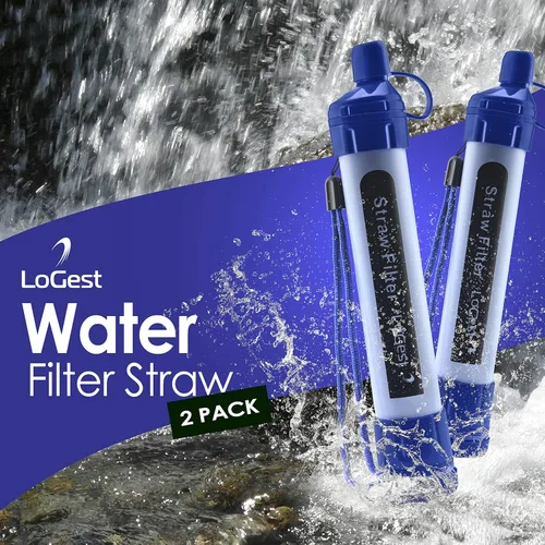 Miniatura 7 de Paquete de 2 popotes de filtro de agua – Dispositivo purificador de agua – Portátil de supervivencia personal de filtración de agua – para kits