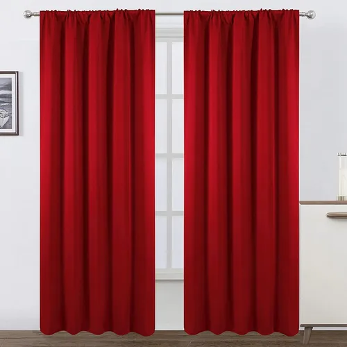 Miniatura 147 de LEMOMO Cortinas opacas negras para cocina, 42 x 45 pulgadas, juego de 2 paneles de cortinas opacas con bolsillo para cortinero para ventana pequeña